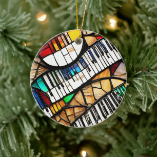 Piano Keyboard Music Instrument Ceramic Ornament