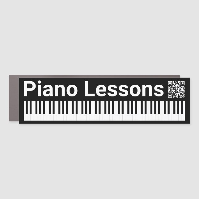 Piano Keyboard Music Keys Custom Text QR Code Car Magnet (Front)