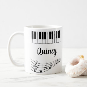 Piano Keyboard Music Lover Personalised Name Coffee Mug