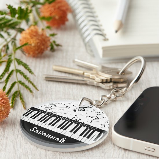 Piano Keyboard Music Notes Custom Colors Keychain