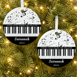 Piano Keyboard Music Notes Custom Colors Metal Ornament
