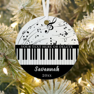 Piano Keyboard Music Notes Custom Colors Metal Ornament