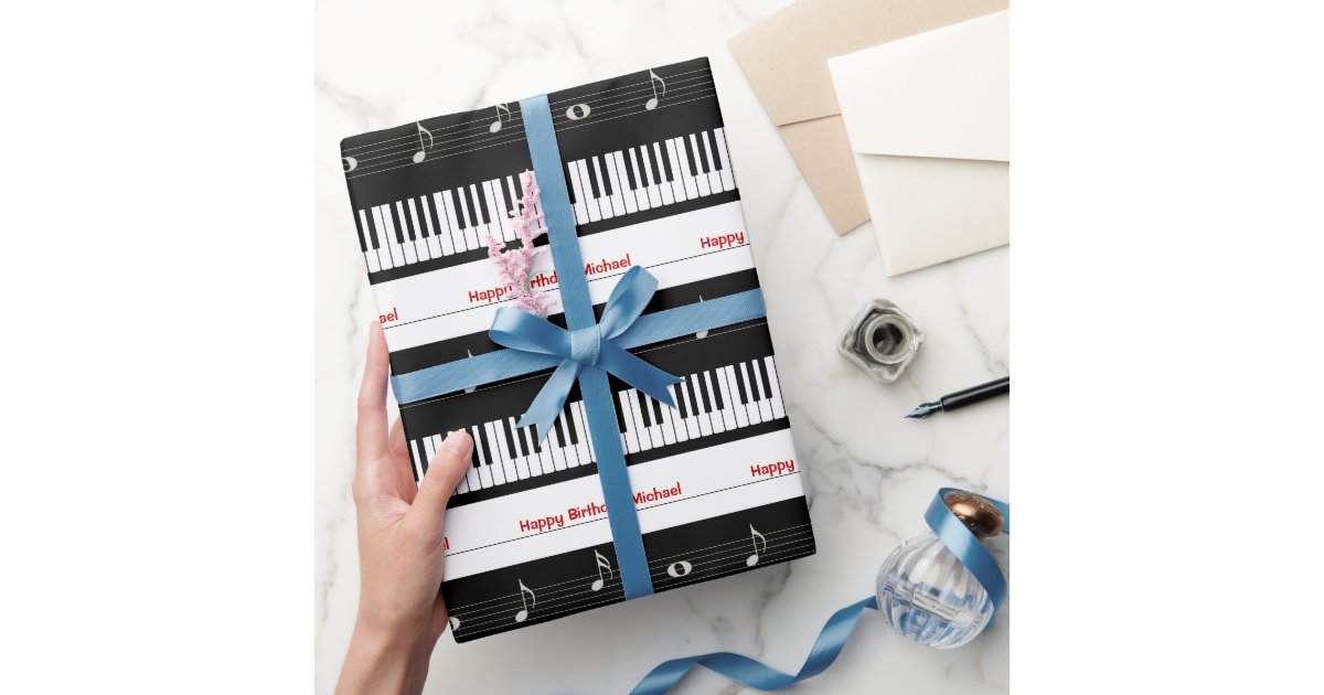 Piano Keyboard, Music Notes, Custom Wrapping Paper Zazzle