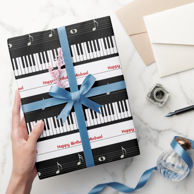 Piano Keyboard, Music Notes, Custom Wrapping Paper (Gifting)