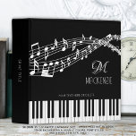 Piano Keyboard Music Notes Monogram Custom Color 3 Ring Binder<br><div class="desc">Personalized, custom color 3-ring Binder featuring a piano keyboard and music staff with notes in your choice of graphics and background colors (shown in white on black) with a monogram or initials and/or name or other text in your choice of font styles and colors to create your own custom look....</div>