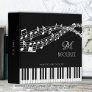 Piano Keyboard Music Notes Monogram Custom Color 3 Ring Binder