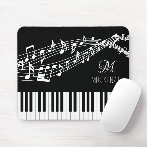 Piano Keyboard Music Notes Monogram Custom Color Mouse Pad