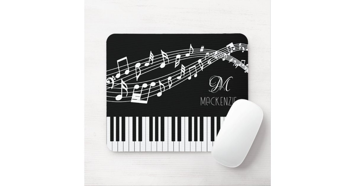 Piano Keyboard Music Notes Monogram Custom Color Mouse Pad | Zazzle
