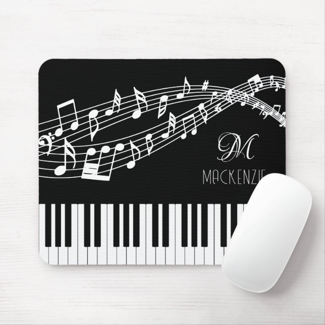 Piano Keyboard Music Notes Monogram Custom Color Mouse Pad (With Mouse)