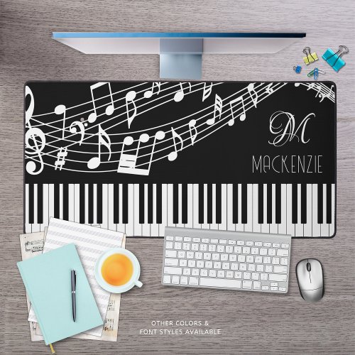 Piano Keyboard Music Notes Monogram Desk Mat