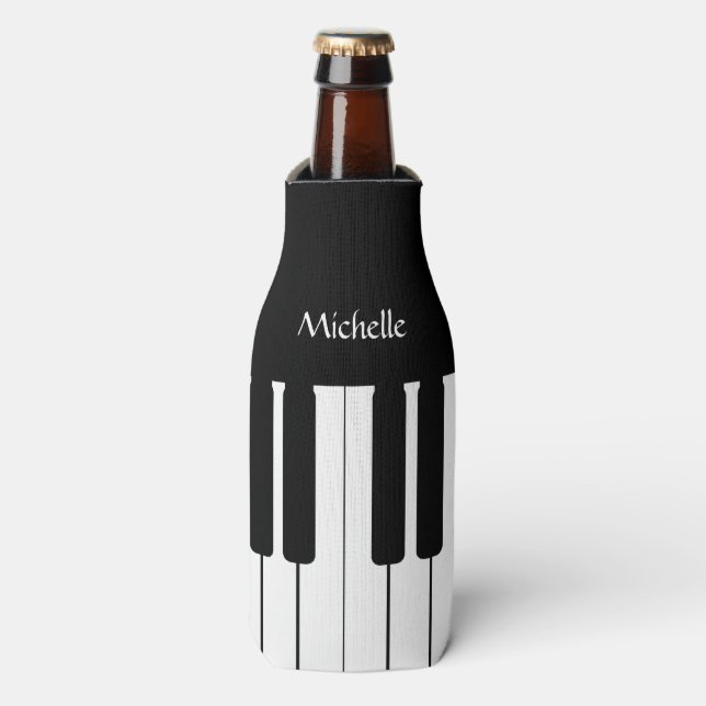 Piano Keyboard Music Personalized Bottle Cooler (Bottle Front)