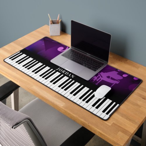 Piano Keyboard Music Purple Magenta Personalized Desk Mat