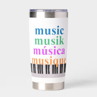 Piano Keyboard Music Text in Multiple Languages Insulated Tumbler