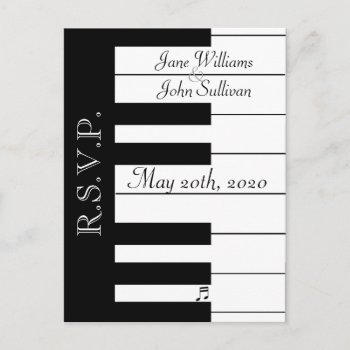 Piano Keyboard Music Wedding Rsvp Postcard by DigitalDreambuilder at Zazzle