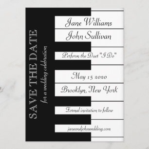 Piano Keyboard Music Wedding Save The Date Invite