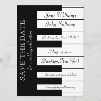 Piano Keyboard Music Wedding Save The Date Invite by DigitalDreambuilder at Zazzle