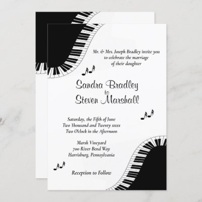 Piano Keyboard Music Wedding Theme Invitation
