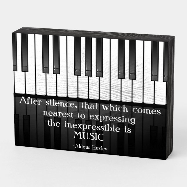 Piano Keyboard Music Wooden Box Sign (Angled Horizontal)