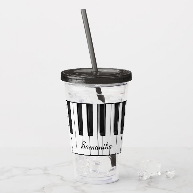 Piano Keyboard Musical Design Acrylic Tumbler (Front Ice)