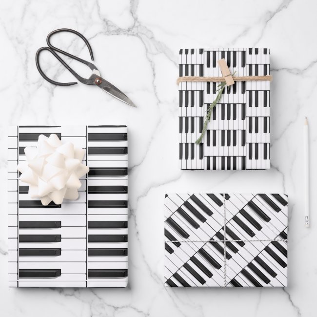 Piano Keyboard Musical Design Wrapping Paper Sets