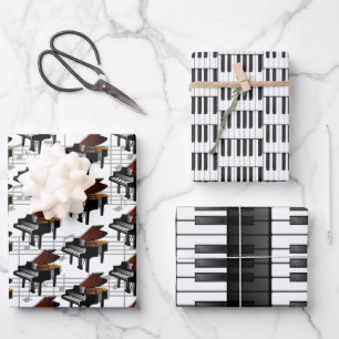 Piano Keyboard Musical Design Wrapping Paper Sets