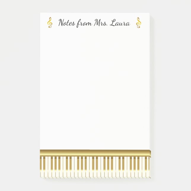 Piano Keyboard Musical Instrument Gold for Pianist Post-it Notes (Front)