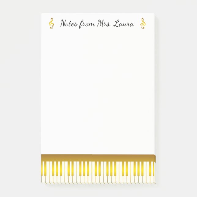 Piano Keyboard Musical Instrument Gold for Pianist Post-it Notes (Front)