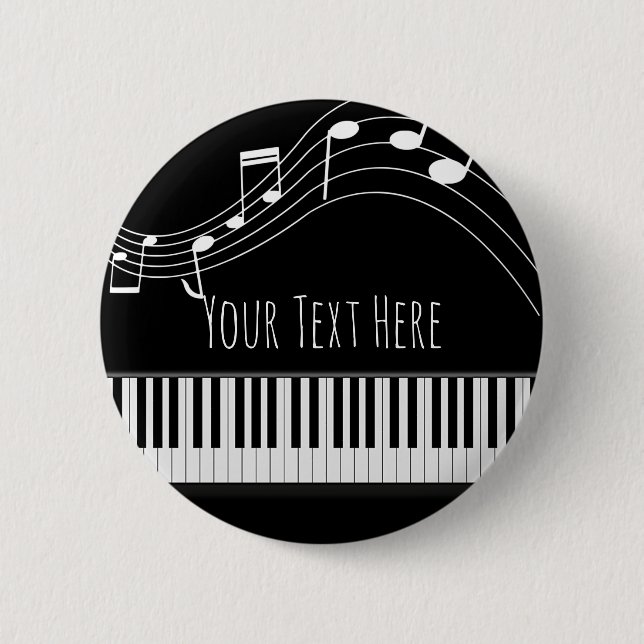Piano Keyboard & Musical Notes Button (Front)