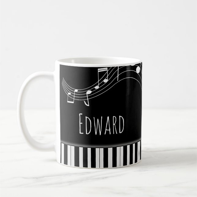 Piano Keyboard & Musical Notes Coffee Mug (Left)