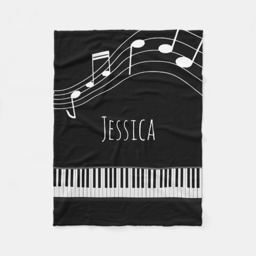 Piano Keyboard  Musical Notes Fleece Blanket