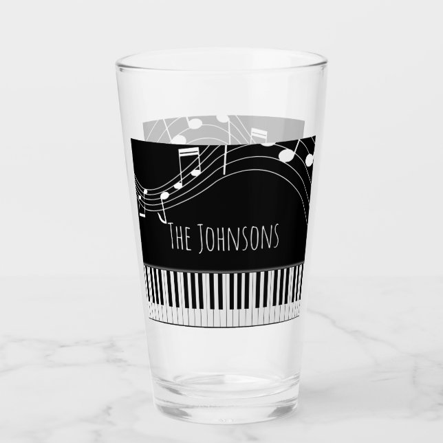Piano Keyboard & Musical Notes Glass (Front)