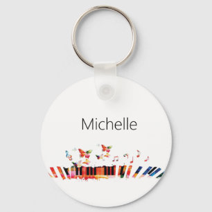Piano Keyboard & Musical Notes Keychain