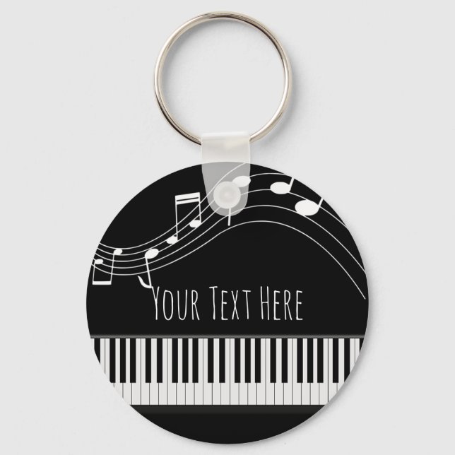 Piano Keyboard & Musical Notes Keychain (Front)