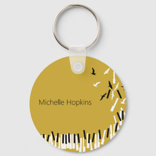 Piano Keyboard & Musical Notes Keychain