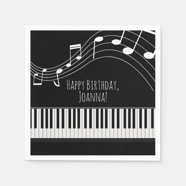Piano Keyboard & Musical Notes Napkins (Front)