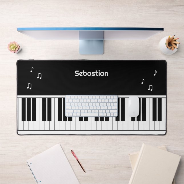 Piano Keyboard Musical Notes Personalized  Desk Mat (Office 1)