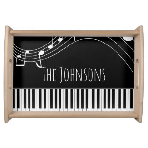 Piano Keyboard & Musical Notes Serving Tray