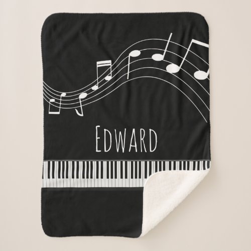 Piano Keyboard  Musical Notes Sherpa Blanket