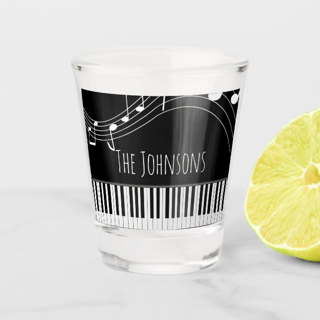 Piano Keyboard & Musical Notes Shot Glass (Front)