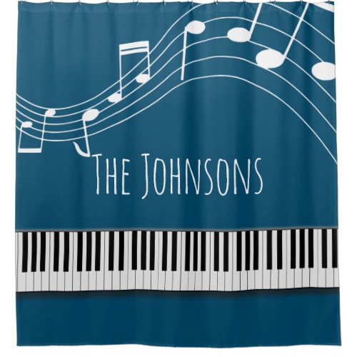Piano Keyboard  Musical Notes Shower Curtain