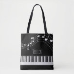 Piano Keyboard &amp; Musical Notes Tote Bag