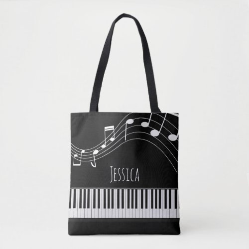 Piano Keyboard  Musical Notes Tote Bag