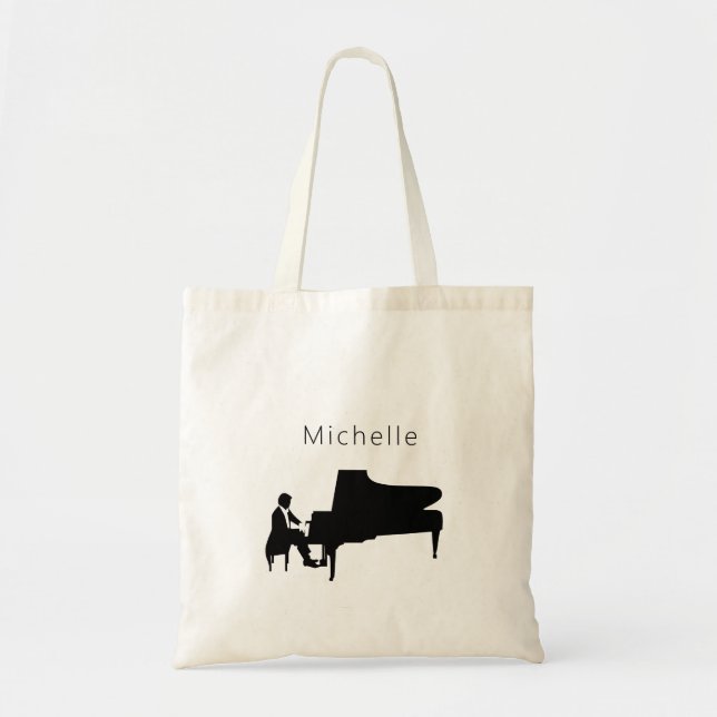 Piano Keyboard & Musical Notes Tote Bag (Front)