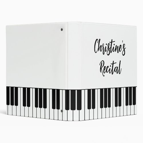 Piano keyboard musician performance recital keys 3 ring binder