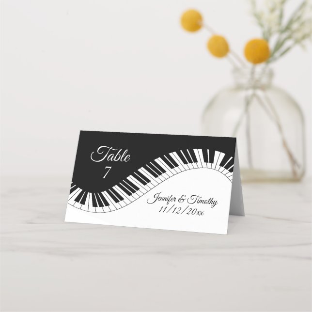 Piano Keyboard Names Date Unique Music Affair  Place Card (Front)