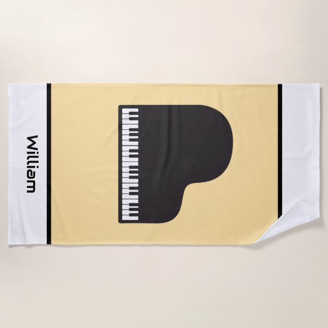 Piano Keyboard Personalized Musician's Beach Towel (Front)