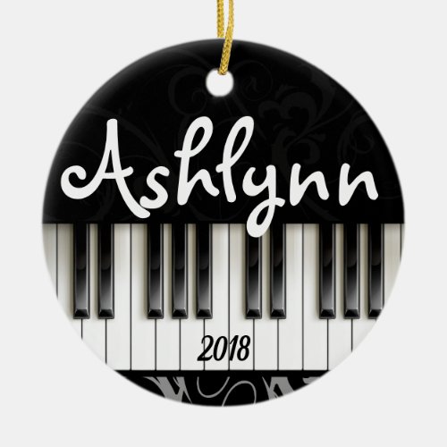 Piano Keyboard Personalized Pianist Musician Gift Ceramic Ornament