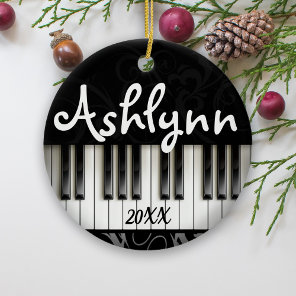 Piano Keyboard Personalized Pianist Musician Gift  Ceramic Ornament