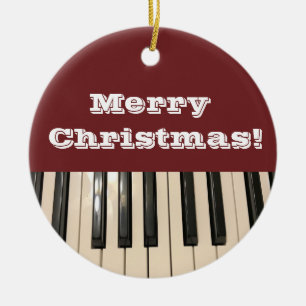 Piano Keyboard Photo Christmas Ceramic Ornament