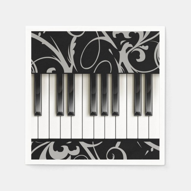 Piano Keyboard // Piano Recital Reception Napkins (Front)